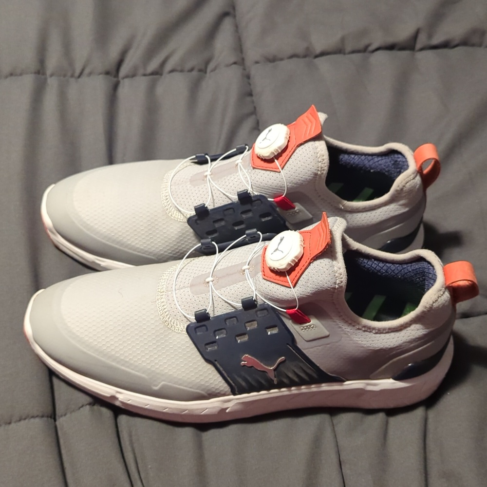 Puma men's golf shoes, gray and navy,  size 11